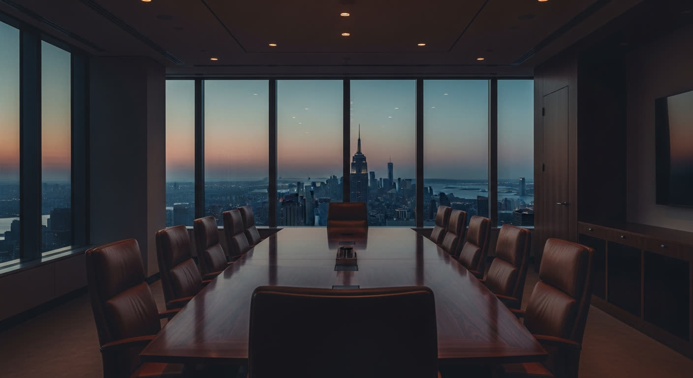 Sala consiliare con vista sullo skyline