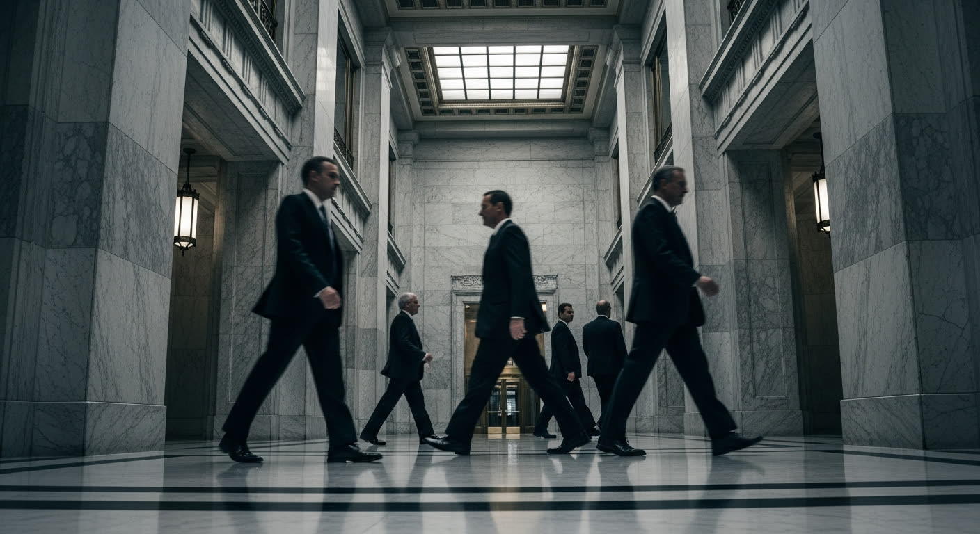 Dirigenti in una hall istituzionale